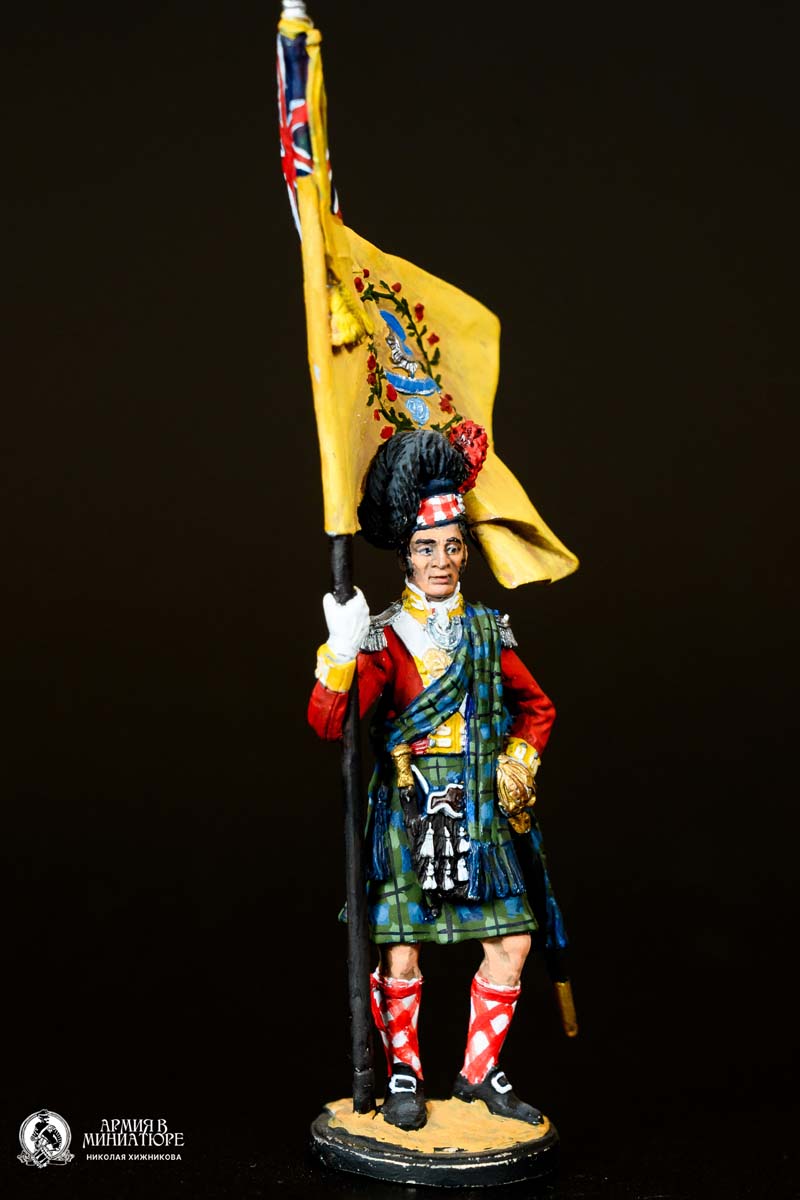 Шотландцы 92-го Гордона полка 1815 г. Знаменосец с полковым знаменем, Великобритания, 1815 г.